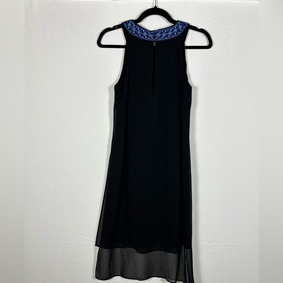 White House Black Market Dress Shift Embellished Black Blue size 8 - Picture 8 of 13